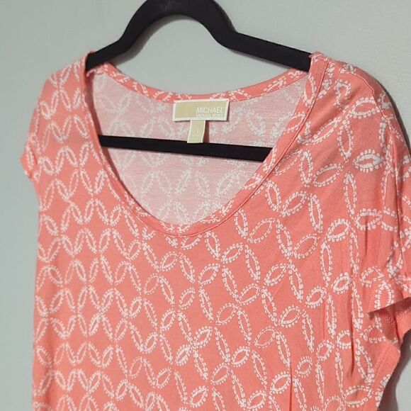 Michael Michael Kors Scoop Neck Coral Cap Sleeve Blouse - Picture 2 of 5
